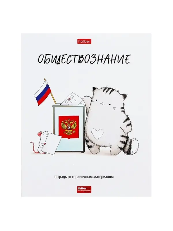Тетрадь 48 листов в клетку &laquo;Приключения кота Пирожка&raquo; ОБЩЕСТВОЗНАНИЕ, обложка мелованная бумага, с интерактивным справочником, блок офсет