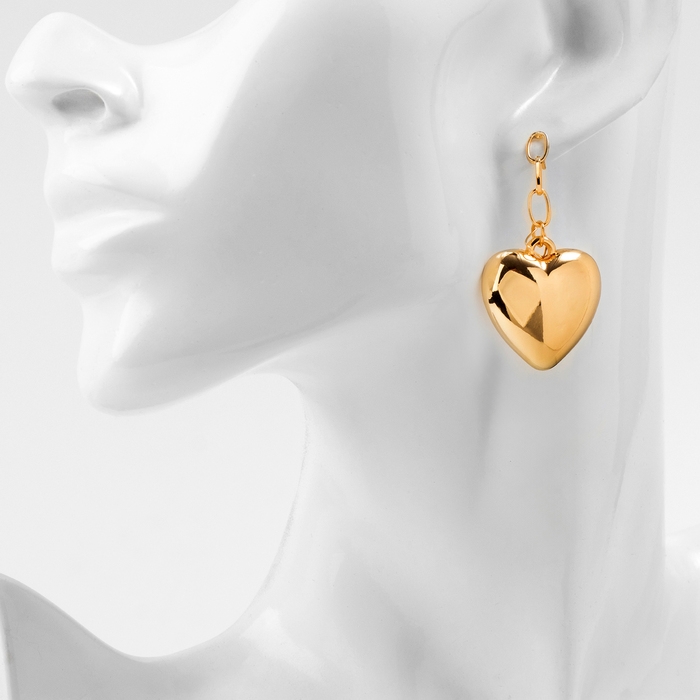 Серьги металл &laquo;Сердце&raquo; пленительность, цвет золото