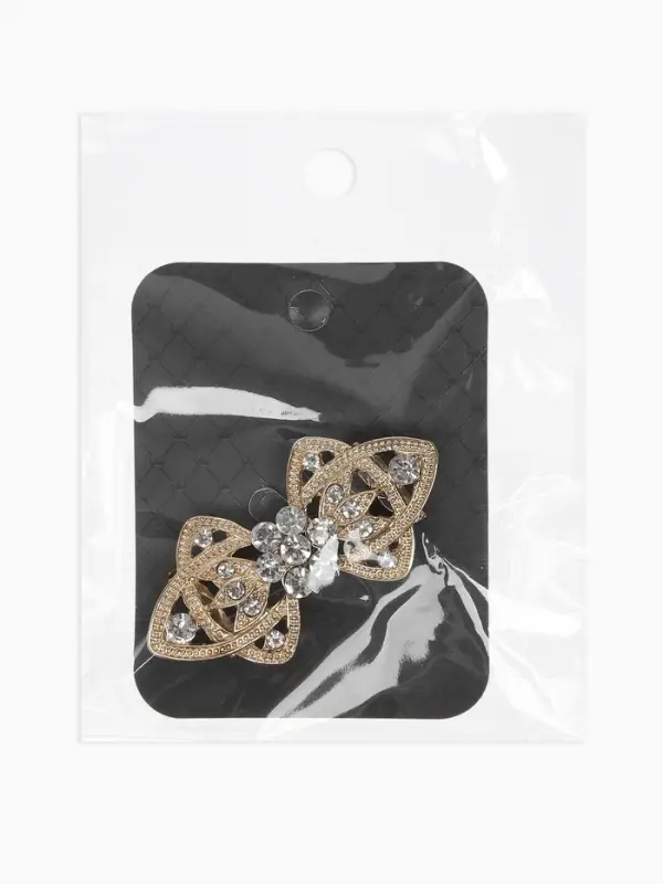 Зажим для кардигана "Ажур", лепестки, цвет белый в золоте