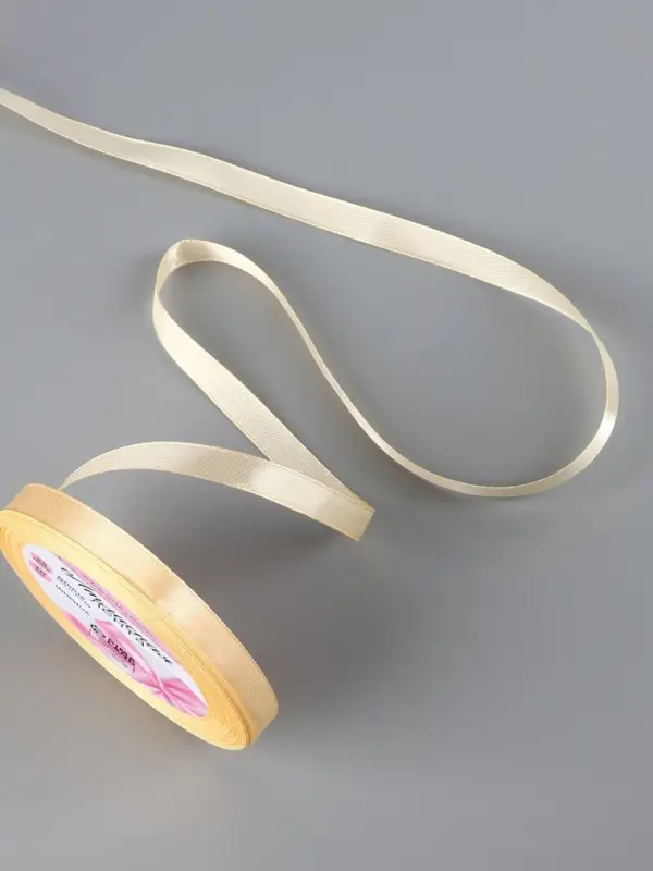 Лента атласная, 10 мм, 23&plusmn;1 м, светло-жёлтая