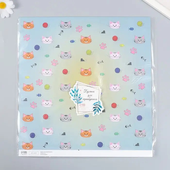 Бумага для скрапбукинга "Котята" плотность 180 гр 30,5х32 см