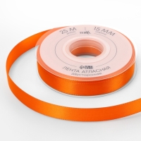 Лента атласная двухсторонняя №751 15мм*25&plusmn;1м ярко-оранжевый TR