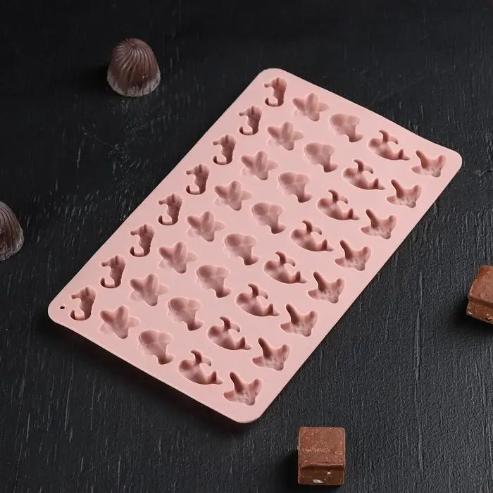 Форма для мармелада Доляна &laquo;Морские секреты&raquo;, силикон, 21,5&times;13&times;1 см, 40 ячеек, цвет МИКС