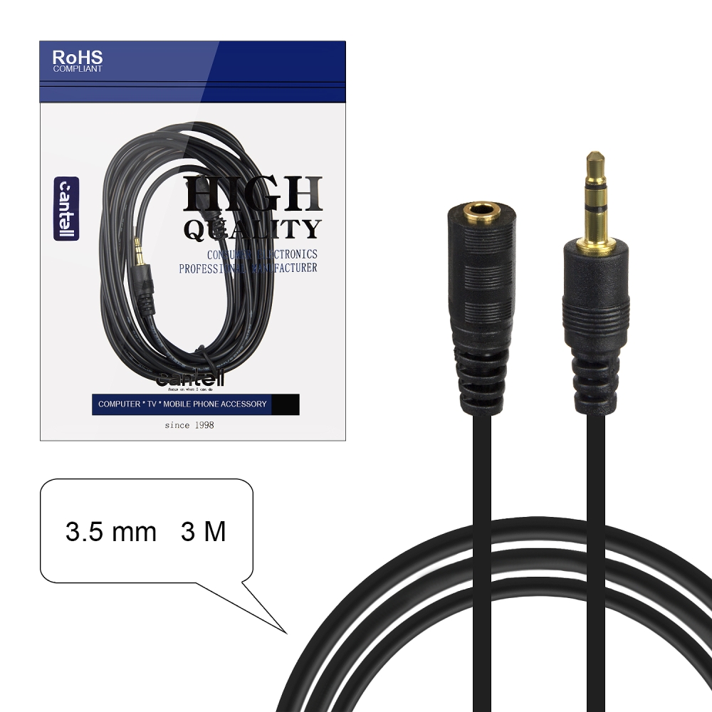 Кабель AUX Jack3.5mm папа\мама Extension cable 3M (200шт/кор)