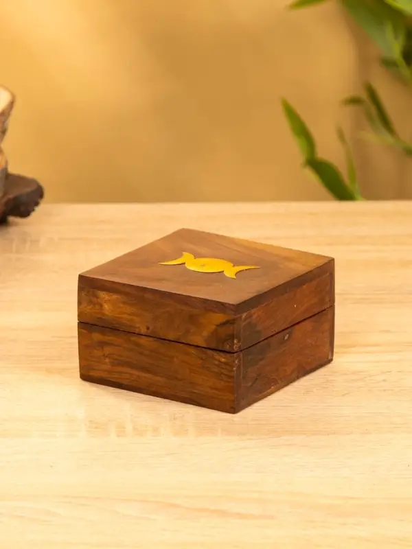 Шкатулка "Фазы Луны" 10х10х6 см, дерево шишам