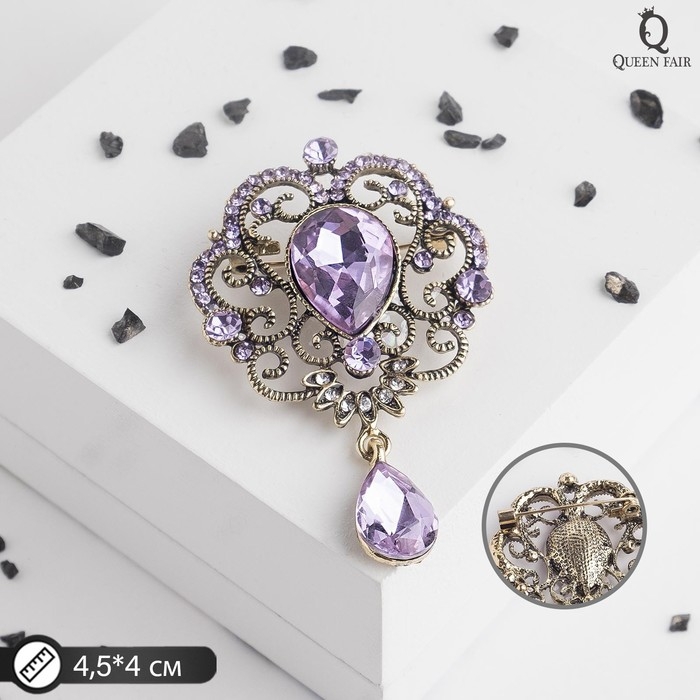 Брошь &laquo;Императрица&raquo; изящность, цвет фиолетовый в чернёном золоте