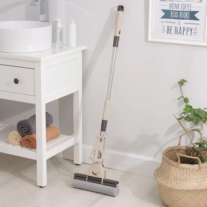 Швабра для мытья пола PVA с двойным роликовым отжимом Доляна, стальной телескоп черенок 28&times;6&times;106(130) см