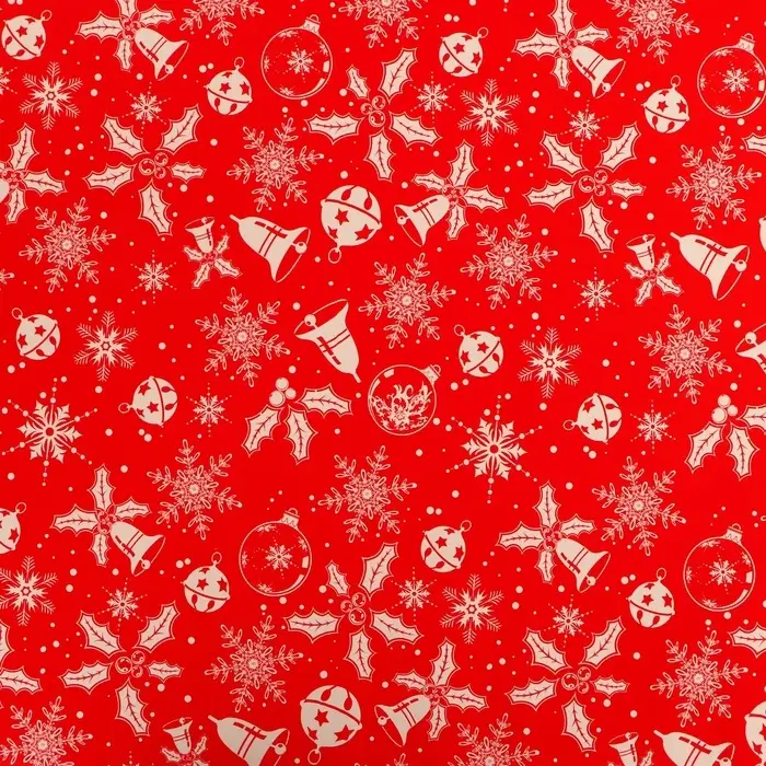 Пленка упаковочная для подарков, металлизированная, 35мкм "Колокольчики&ldquo;, 50х70см