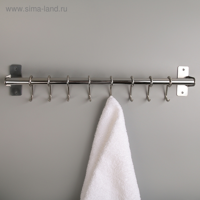 Держатель для полотенец, 8 подвижных крючков, 40&times;8,5&times;4,5 см