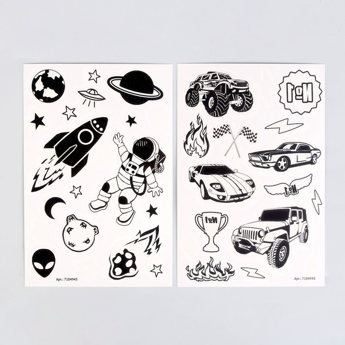 Набор &laquo;Детские татуировки&raquo;, светятся в темноте, 2 листа