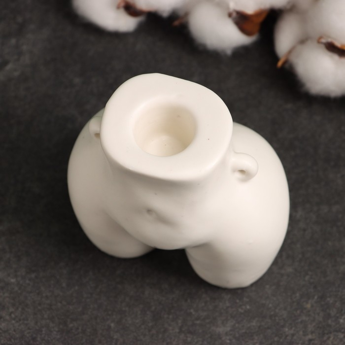 Подсвечник "Марта" белый глянец, 10х6х8см