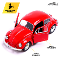 Машина металлическая VOLKSWAGEN BEETLE 1967, 1:32, открываются двери, инерция, цвет красный