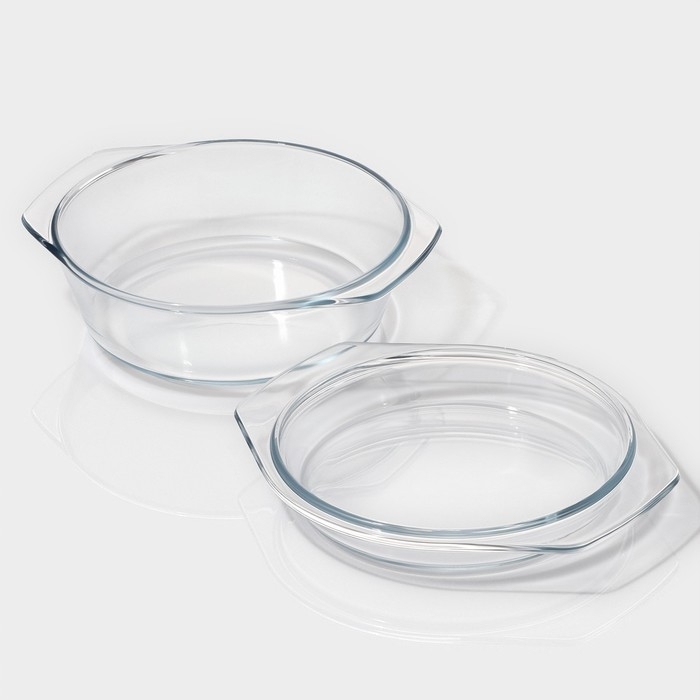 Кастрюля из жаропрочного стекла для запекания Доляна &laquo;Фуэго&raquo;, 1 л, 20,7&times;18&times;8 см, с крышкой