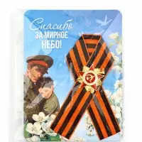 Значок с георгиевской лентой на 9 Мая &laquo;Спасибо за мирное небо!&raquo;, 10.5&times;14 см
