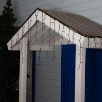 Гирлянда &laquo;Бахрома&raquo; 3 &times; 0.6 м, IP44, УМС, тёмная нить, 160 LED, свечение красное, 220 В