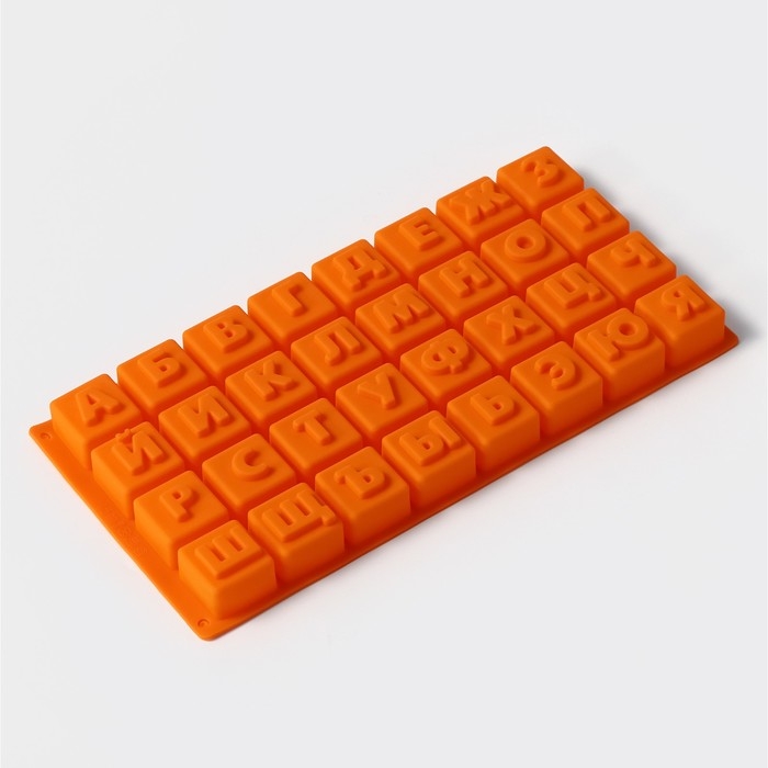 Форма для шоколада Доляна &laquo;Алфавит&raquo;, силикон, 35&times;18 см, 32 ячейки (3,7&times;3,7&times;3 см), цвет МИКС