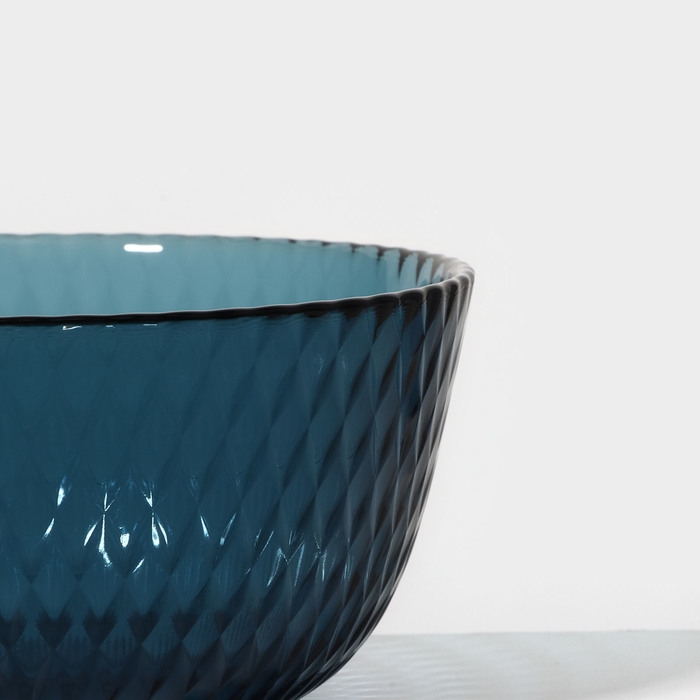 Салатник стеклянный &laquo;Идиллия&raquo;, d=12 см, цвет лондон топаз