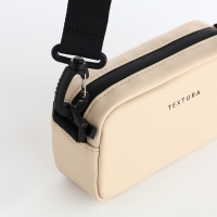 Сумка женская на молнии, TEXTURA, маленький размер, длинный ремень, цвет бежевый