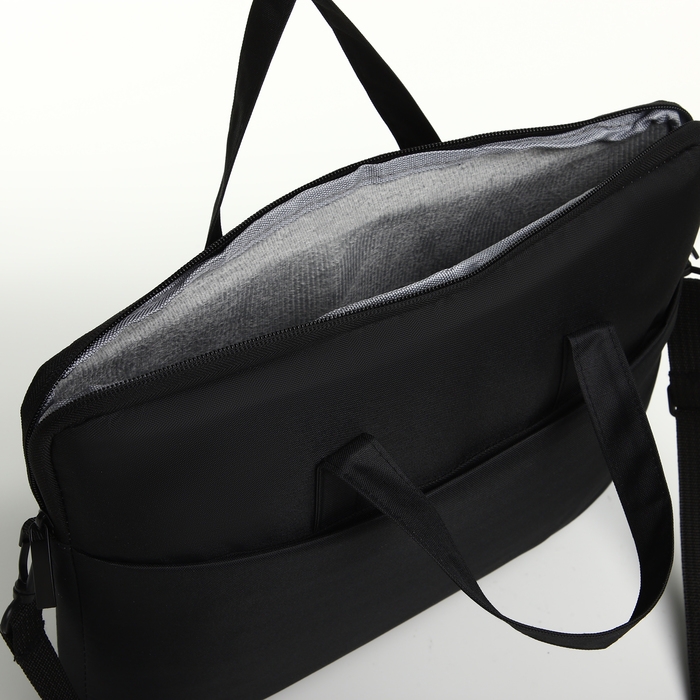 Сумка для ноутбука на молнии, наружный карман, цвет чёрный