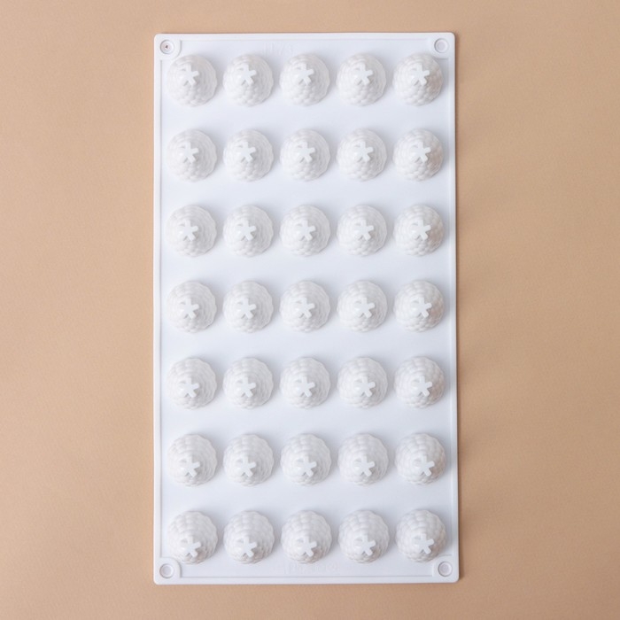 Форма для муссовых десертов и выпечки KONFINETTA &laquo;Ежевика&raquo;, силикон, 29&times;16&times;2,5 см, 35 ячеек (2,8&times;2,5 см), цвет белый