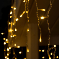 Гирлянда &laquo;Бахрома&raquo; 3 &times; 0.6 м, IP44, УМС, прозрачная нить, 160 LED, свечение тёплое белое, 220 В