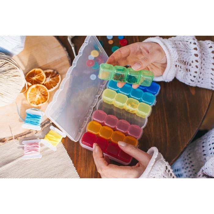 Органайзер для рукоделия, 7 органайзеров по 4 отделения, 17,5 &times; 10,5 &times; 2,5 см, цвет МИКС