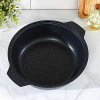 Жаровня, 3 л, d=28 см, h=8,5 см, антипригарное покрытие, цвет тёмный мрамор