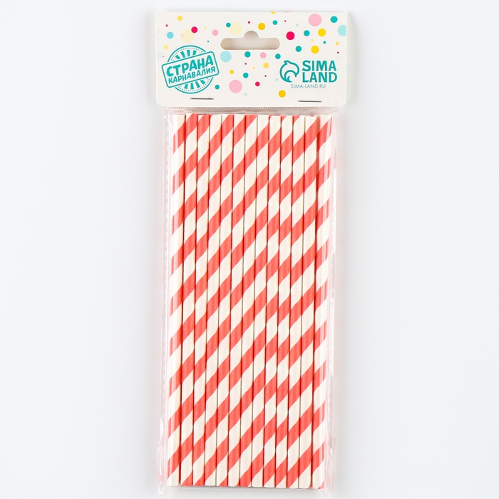 Трубочка для коктейля &laquo;Спираль&raquo;, набор 25 шт., цвет бело-розовый