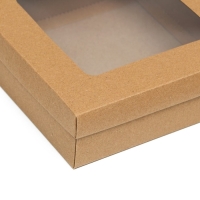 Коробка подарочная складная, упаковка, крышка-дно, с окном, крафт, 20 х 20 х 6 см