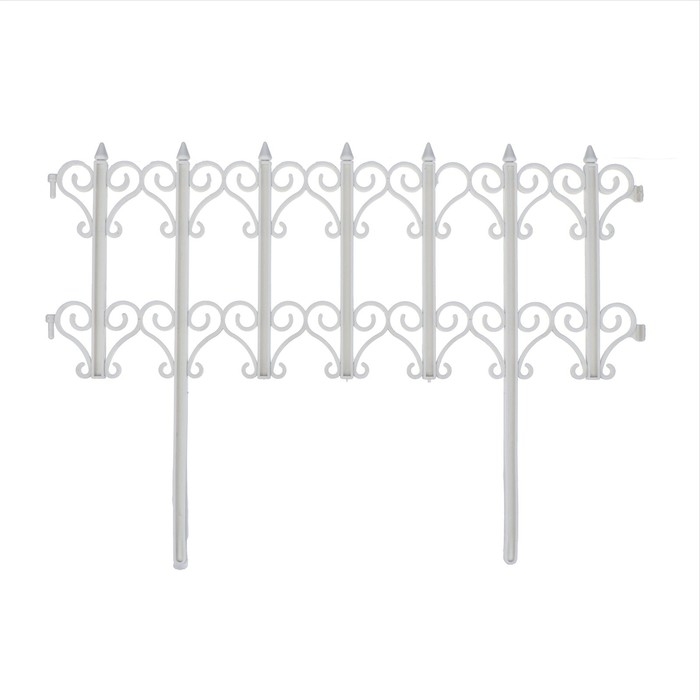 Ограждение декоративное, 25 &times; 180 см, 5 секций, пластик, белое, &laquo;Классика&raquo;