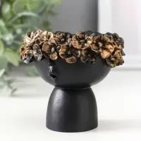 Подсвечник для тонкой свечи &laquo;Девочка в венке малая&raquo;, 7.5&times;9&times;8 см, чёрный