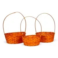 Набор корзин 3 шт 22х18x10 24х19x10 27х21x10 см ручка h=24/26/28 см оранжевый