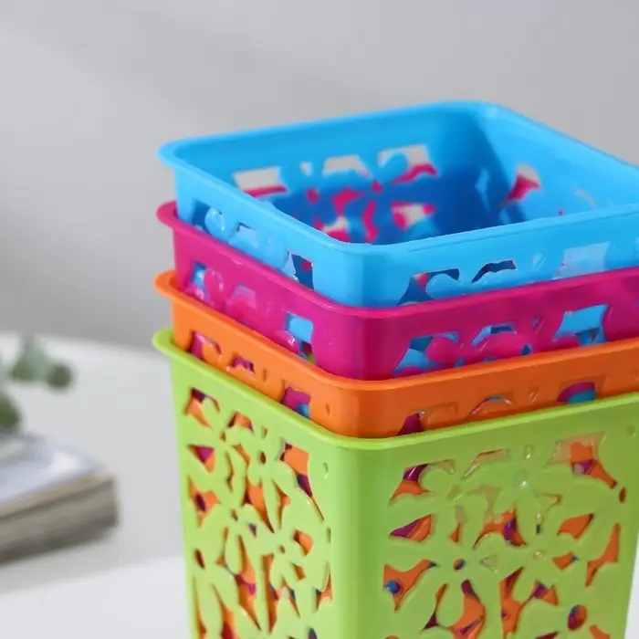 Корзина для хранения &laquo;Цветы&raquo;, пластик, 9&times;9&times;10 см, МИКС