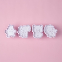 Плунжеры кондитерские Доляна &laquo;Зверята&raquo;, для теста, набор 4 шт, пластик, белые