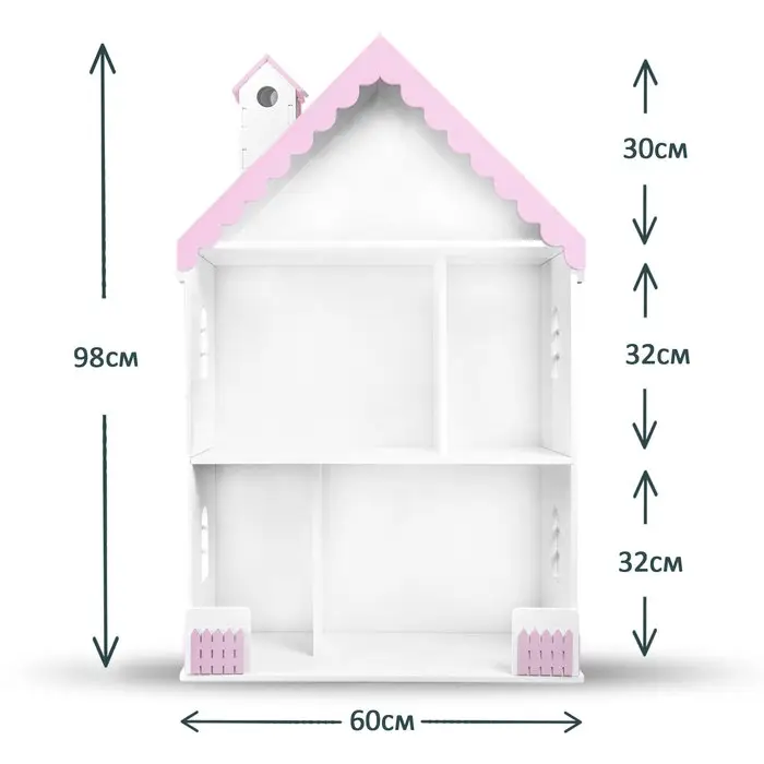 Кукольный домик &laquo;Вероника&raquo;, цвет бело-розовый, 98х60х30 см