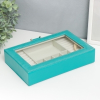 Шкатулка кожзам для украшений "Хэмптонс" голубая 5,5х27х18 см