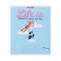 Тетрадь 18 листов в клетку "КотоДевочки", обложка бумага, текстура, блок офсет, МИКС