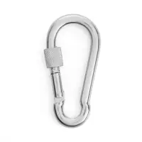 Карабин монтажный с фиксатором ТУНДРА krep, DIN5299D, 7&times;70 мм, оцинкованный, 1 шт.