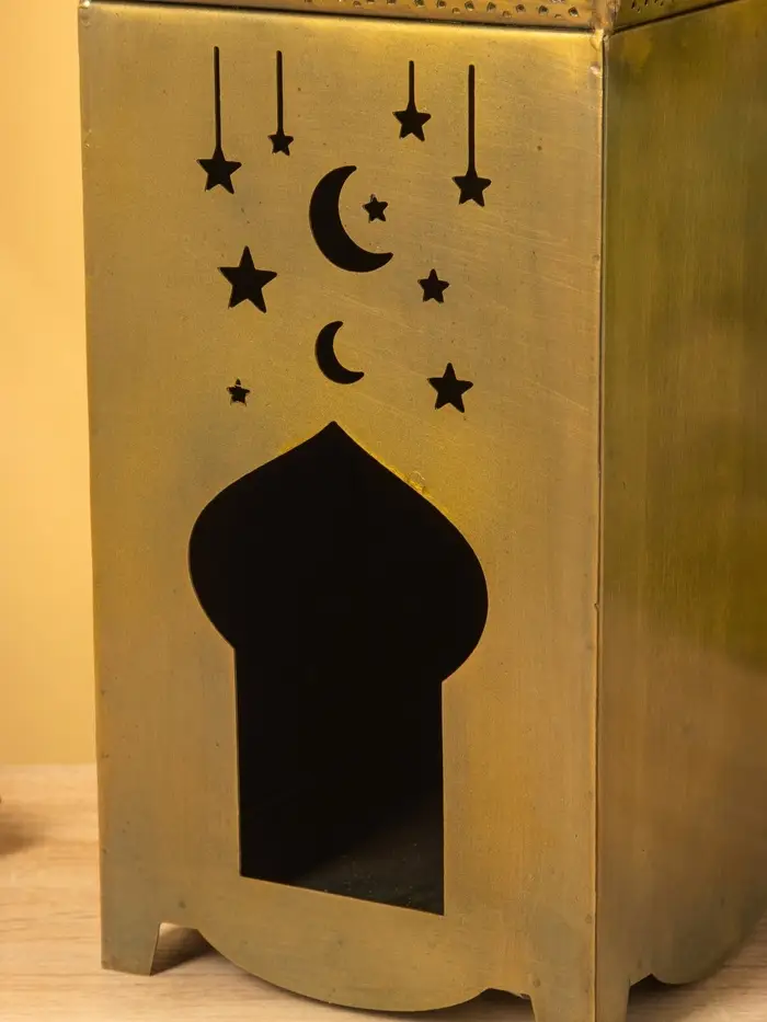 Подсвечник фонарь "Золотой полумесяц" железо 15х15х50,5 см