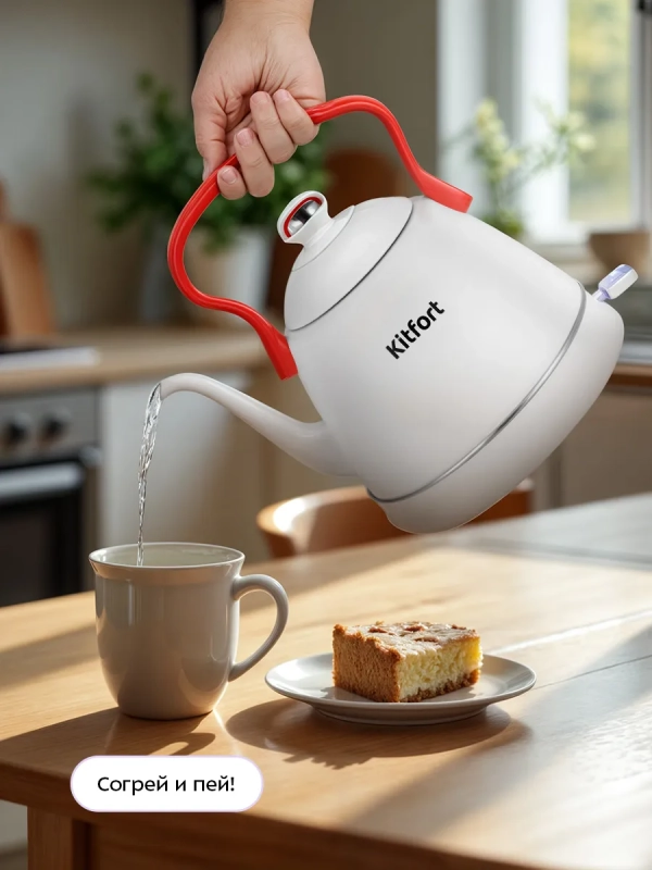 Чайник электрический металлический КТ-6793 - 1 л