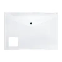 Папка-конверт на кнопке А4, 160 мкм, ErichKrause Glossy Clear, глянцевая, с цветной кнопкой, прозрачная, микс