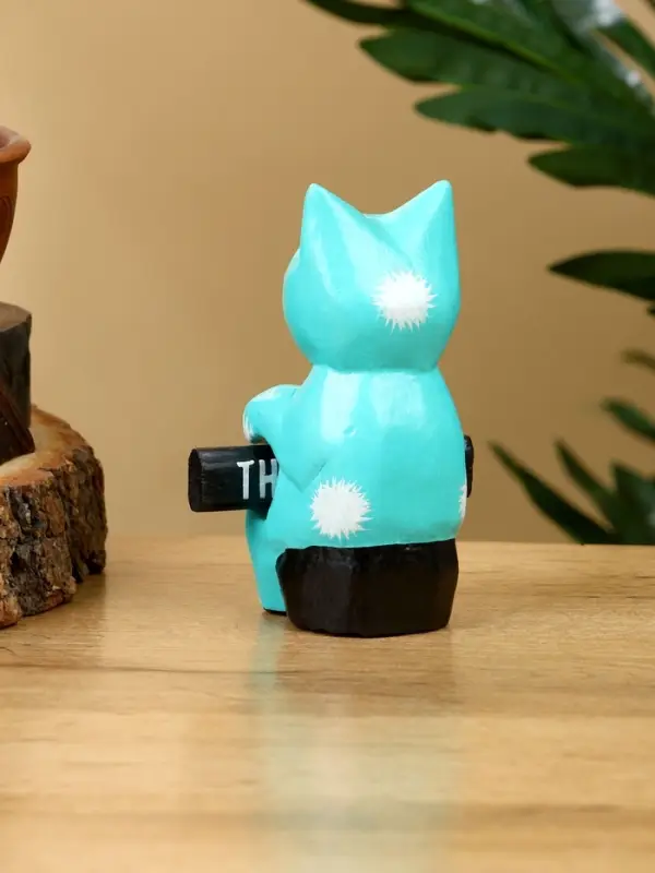 Сувенир "Кот с табличкой WELCOME" дерево 8х4х10 см, цв. бирюзовый