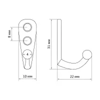 Крючок мебельный ТУНДРА TKO009, однорожковый, медь
