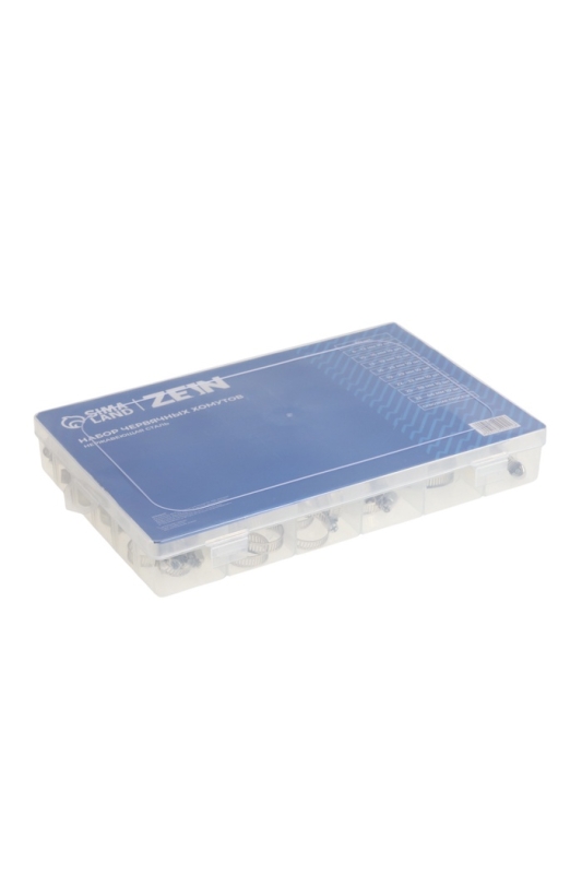 Набор червячных хомутов ZEIN engr, сквозная просечка, от 6 до 44 мм, нерж. сталь, 80 шт