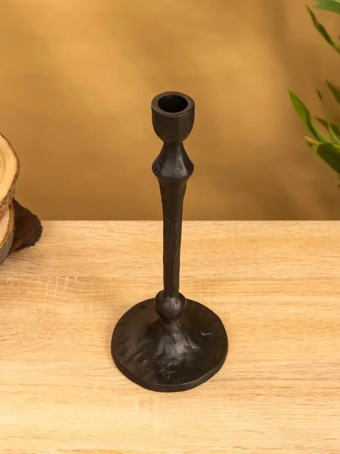 Подсвечник "Лава" 10х10х25 см, алюминий, цв. чёрный