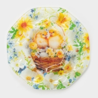 Подставка для яиц 8 ячеек "Пасха. Цыплята в корзинке", 22х22х1 см