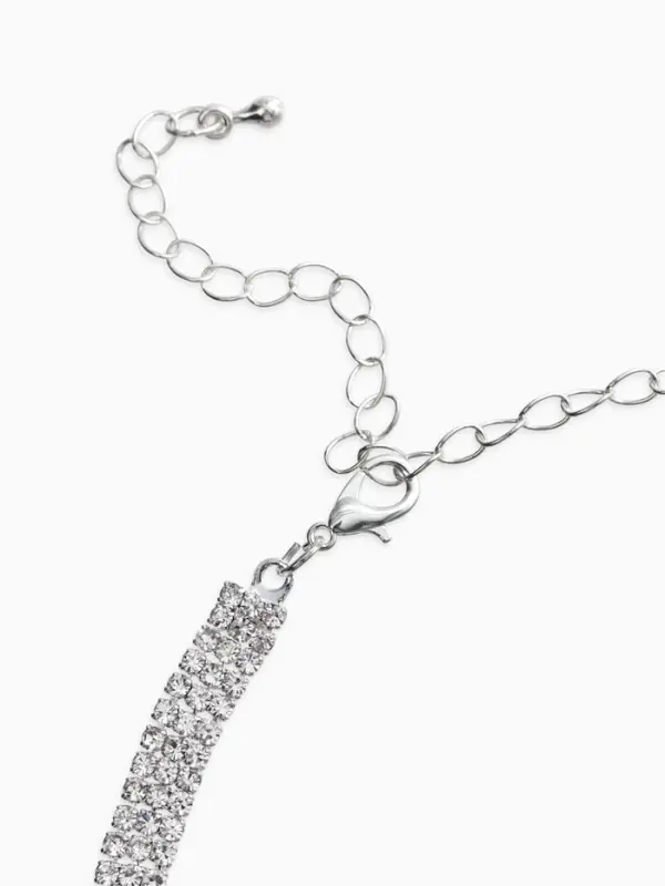 Набор 2 предмета: серьги, колье со стразами &laquo;Лёд&raquo;, d=13.5 см, белый в серебре