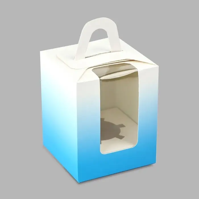 Коробка для капкейков, кондитерская упаковка, 1 ячейка &laquo;Голубой градиент&raquo;, 9 х 9 х 11 см