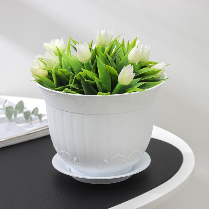 Горшок с поддоном &laquo;Ангара&raquo;, 1.5 л, белый