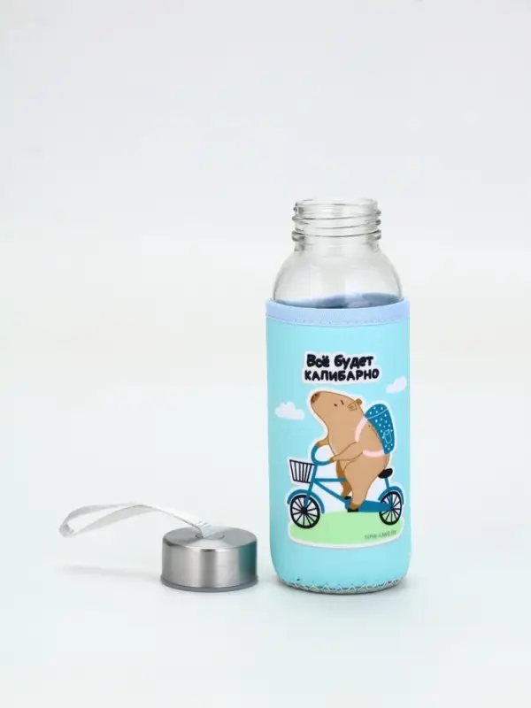 Бутылка стекло в чехле "Капибарно", 350мл